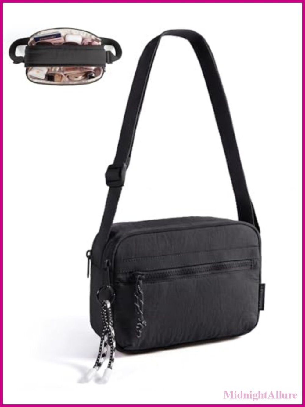 Small Nylon Crossbody Purse Water-Resistant Casual Travel Shoulder Bag
